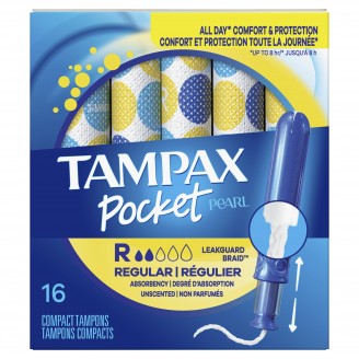 Tampax Pocket Pearl Regular Absorbency Unscented Plastic Tampons
